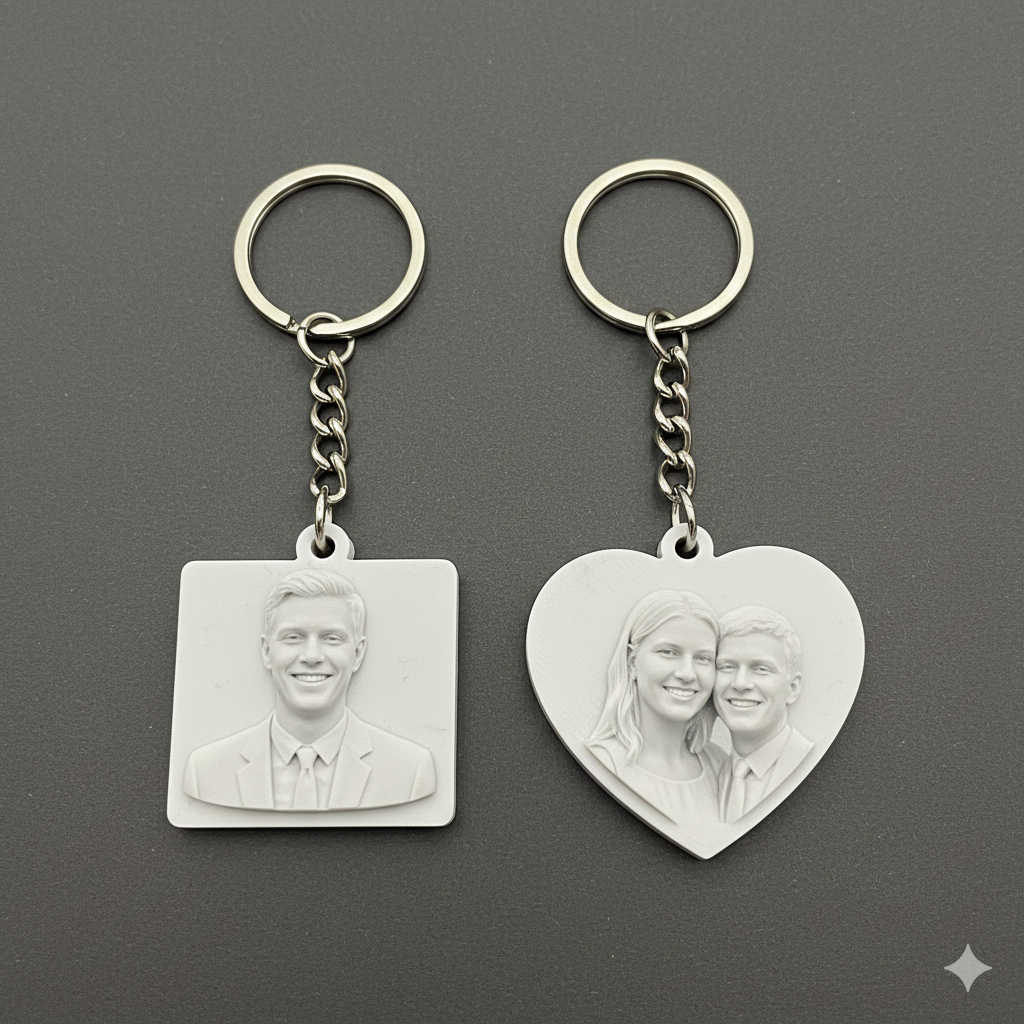 Relief/Embossed Custom 3D-Sculpted Portrait Keychains