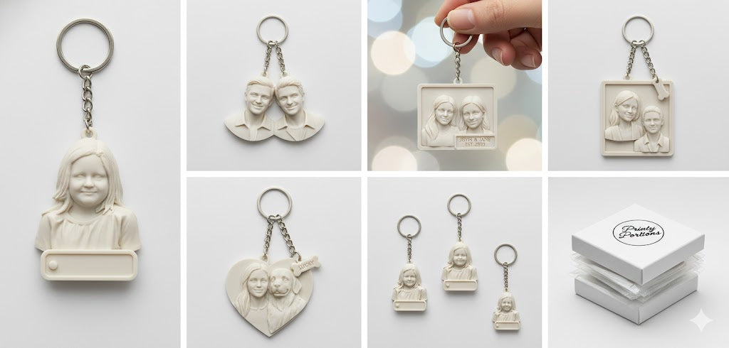 Relief/Embossed Custom 3D-Sculpted Portrait Keychains